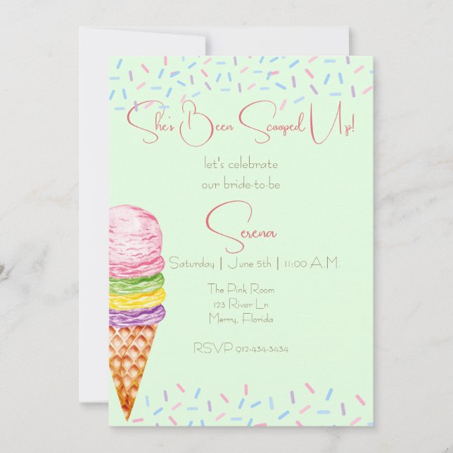 She's Scooped Up Bridal Shower Invitation (Front)