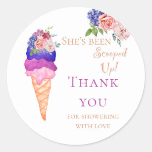 She's Scooped Up Ice Cream Bridal Shower Thank you Classic Round Sticker