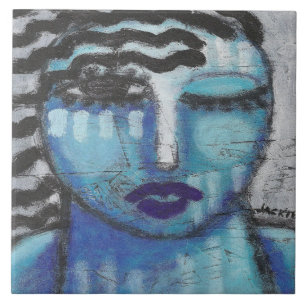 She's So Cold Abstract Acrylic Portrait on OSB  Tile