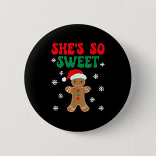 She's So Sweet Funny Gingerbread Couples Christmas 6 Cm Round Badge