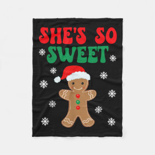 She's So Sweet Funny Gingerbread Couples Christmas Fleece Blanket