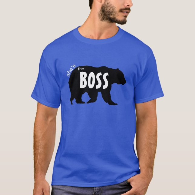 Shes the Boss Bear Black Silhouette T-Shirt (Front)