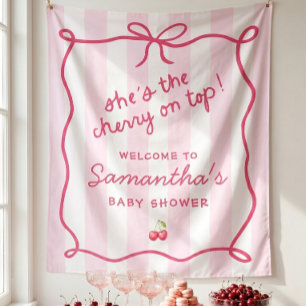 She's the Cherry on Top Baby Shower Backdrop Tapestry