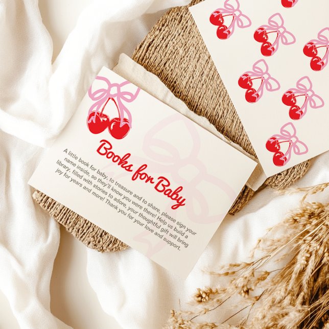 Shes the cherry on top baby shower Book Request Enclosure Card (Creator Uploaded)