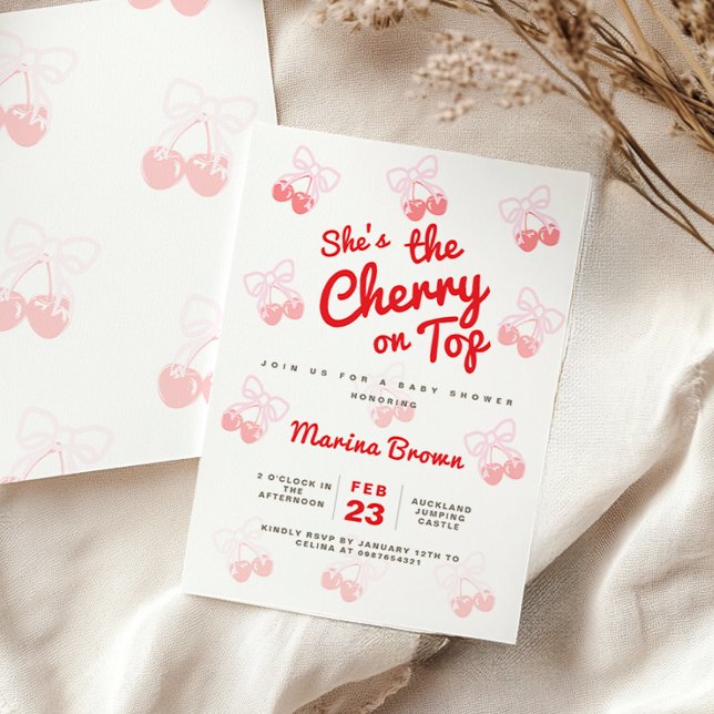 She's the cherry on top baby shower invitation (Creator Uploaded)