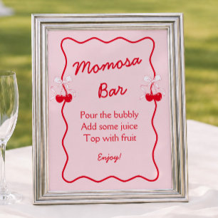 She's the Cherry On Top Baby Shower Momosa Bar Poster