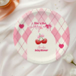 She's the Cherry on top Baby Shower Paper Plate<br><div class="desc">Serve your treats with a touch of sweetness using our She's the Cherry on Top Baby Shower Paper Plates! Featuring a whimsical cherry design with soft watercolor accents, these plates are the perfect addition to your baby shower table setting. Designed to complement your cherry-themed celebration, these plates are both functional...</div>