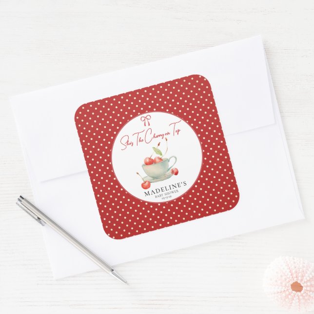 She's the Cherry on Top Baby Shower Sticker  (Envelope)
