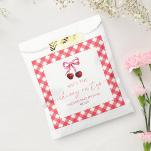She's The Cherry On Top Bow Cherry Baby Shower Favour Bags