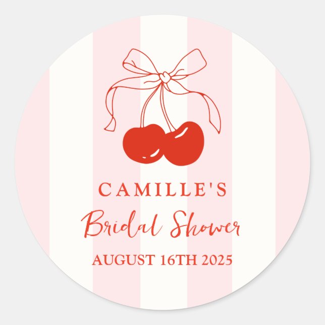 She's the Cherry on Top Bridal Shower Classic Round Sticker (Front)