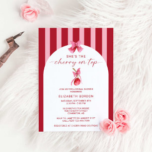 She's the Cherry on Top Bridal Shower Coquette Invitation