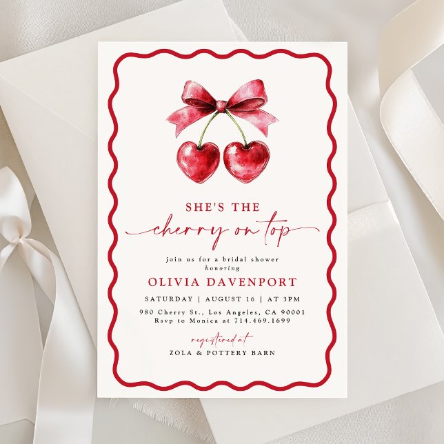 She's the Cherry on Top Bridal Shower Invitation (Creator Uploaded)