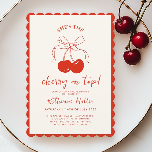 She's the Cherry on Top Bridal Shower Invitation (Creator Uploaded)