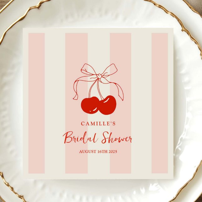 She's the Cherry on Top Bridal Shower Napkin (Creator Uploaded)