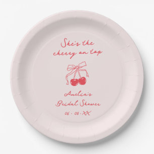 She's the Cherry on Top Bridal Shower Paper Plate