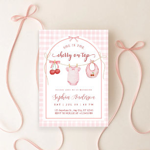 She's the Cherry on Top Clothesline Baby Shower Invitation