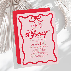 She's the Cherry on Top Hand-drawn Baby Shower Invitation