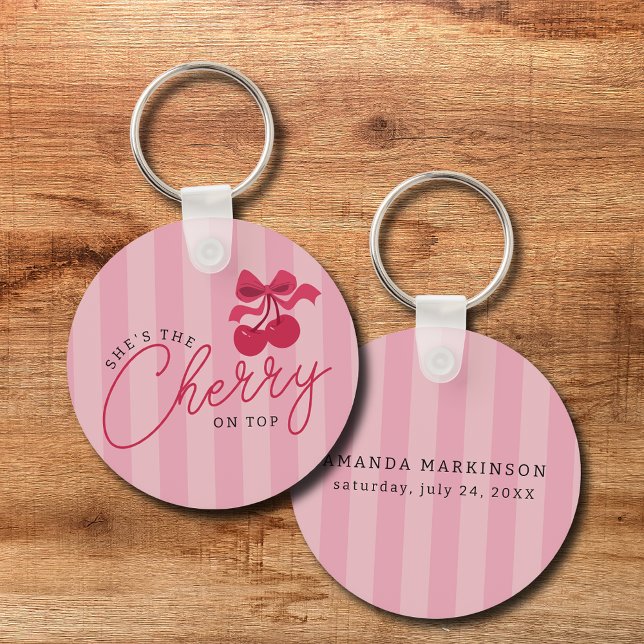 She's the Cherry on Top Pink Baby Shower Key Ring (Creator Uploaded)
