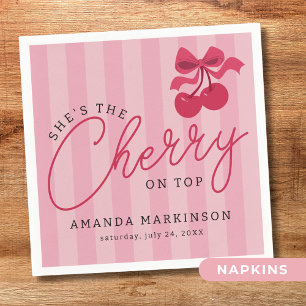 She's the Cherry on Top Pink Baby Shower Napkin