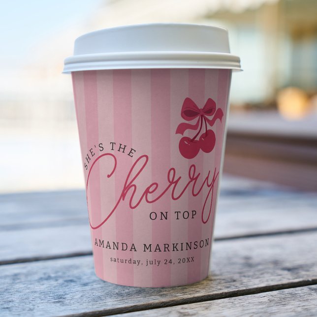 She's the Cherry on Top Pink Baby Shower Paper Cups (Creator Uploaded)