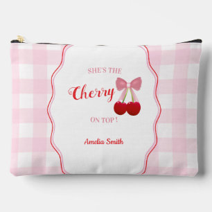 She's The Cherry On Top Pink Bow Bridal Shower Accessory Pouch