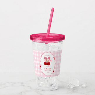 She's The Cherry On Top Pink Bow Bridal Shower  Acrylic Tumbler