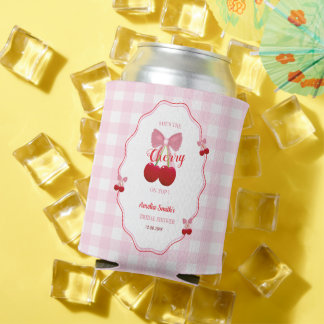 She's The Cherry On Top Pink Bow Bridal Shower  Can Cooler