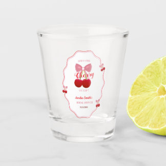She's The Cherry On Top Pink Bow Bridal Shower  Shot Glass