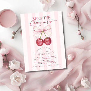 She's The Cherry On Top Pink Bridal Shower Invitation