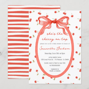 She's the Cherry on Top Red Girl Baby Shower Invitation