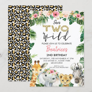 She's Two Wild With Second Lion Birthday Invitation