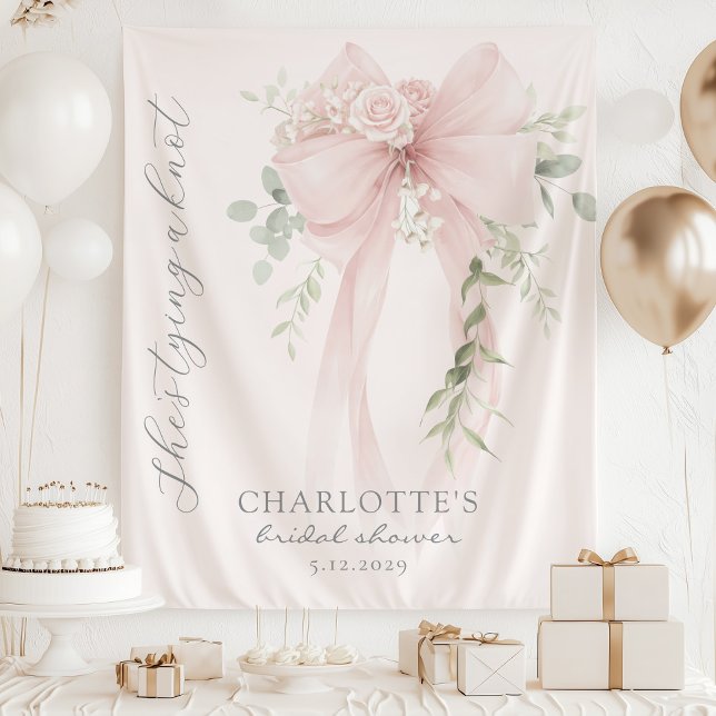 She's tying a knot Bow Bridal Shower Tapestry (Creator Uploaded)