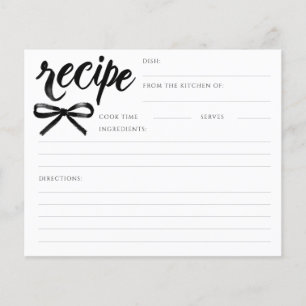 She's Tying the Knot Black Bow Bridal Recipe Card