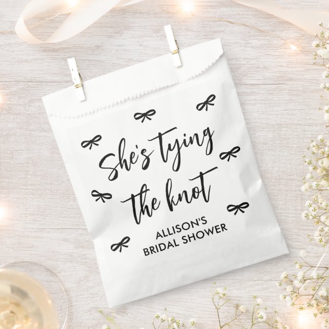 She's Tying the Knot Black Bow Bridal Shower Favour Bags (Clipped)