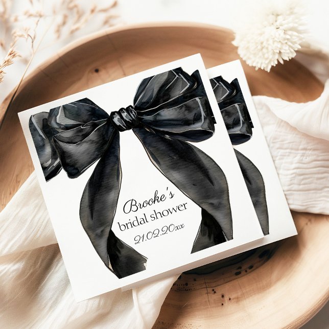 Shes tying the knot black bow Bridal Shower french Napkin (Creator Uploaded)