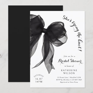 She's Tying The Knot Black Bow Bridal Shower Invitation
