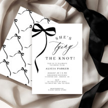 She's tying the knot black bow bridal shower