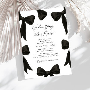 She's Tying The Knot Black Bow Bridal Shower Invitation