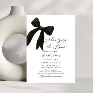She's Tying The Knot Black Bow Bridal Shower Invitation