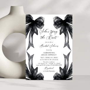 She's Tying The Knot Black Bow Bridal Shower Invitation