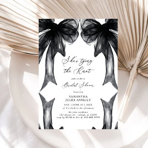 She's Tying The Knot Black Bow Bridal Shower Invitation