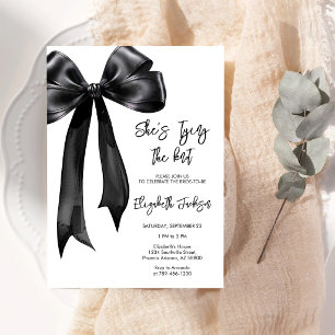 She's Tying the Knot Black Bow Bridal Shower Invitation