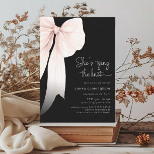 She's Tying the Knot Black Bow Bridal Shower Invitation