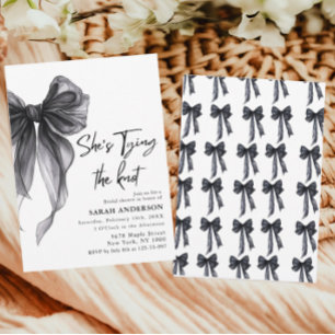 She's Tying the Knot black bow Bridal Shower Invitation