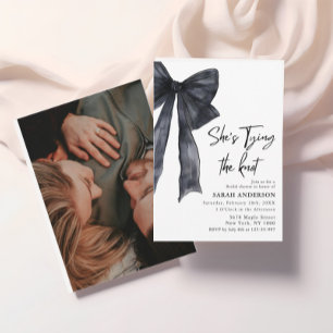 She's Tying the Knot black bow Bridal Shower Invitation