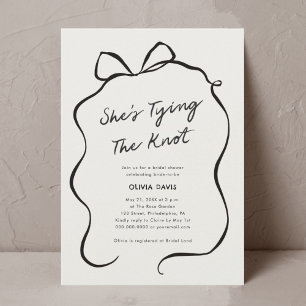 She's Tying The Knot Black Bow Bridal Shower Invitation