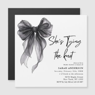 She's Tying the Knot black bow Bridal Shower Magnetic Invitation