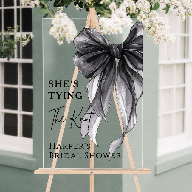 She's Tying The Knot Black Bow Welcome Sign (Creator Uploaded)