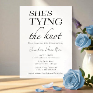 She's tying the knot Black & White Bridal Shower Invitation