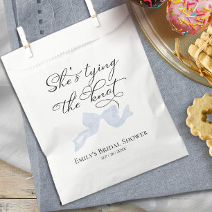 She's tying the knot Blue Bow Bridal Shower Favour Bags